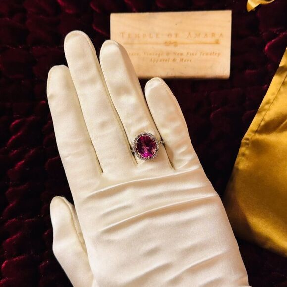 10K Gold -LARGE Natural Indian Garnet Ring - Sz 7 - 6.5CT Purple Rhodolite -3.9g - Picture 7 of 16